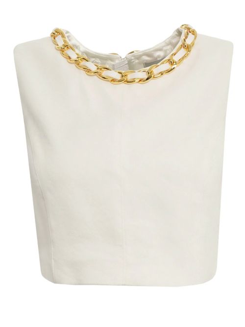 TOP WITH JEWEL CHAIN ELISABETTA FRANCHI | TO06062E2360 avorio